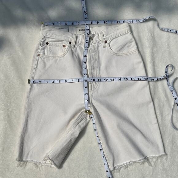 AGOLDE 90's Pinch Waist High Rise Cutoff Jean Shorts Porcelain White Size 27 - Picture 9 of 14
